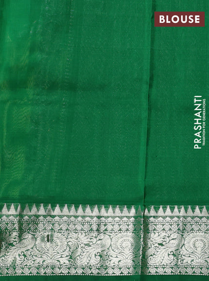 Venkatagiri silk saree light green and green with allover silver zari woven buttas and silver zari woven border
