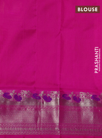 Venkatagiri silk saree dual shade of pink and pink with allover silver zari woven buttas and silver zari woven border