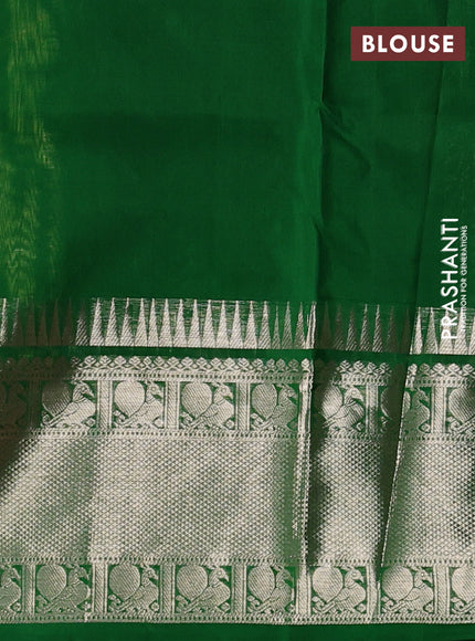 Venkatagiri silk saree light green and green with allover small zari checks & buttas and silver zari zari woven border