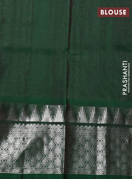Venkatagiri silk saree pink and bottle green with allover zari woven buttas and long temple zari woven border
