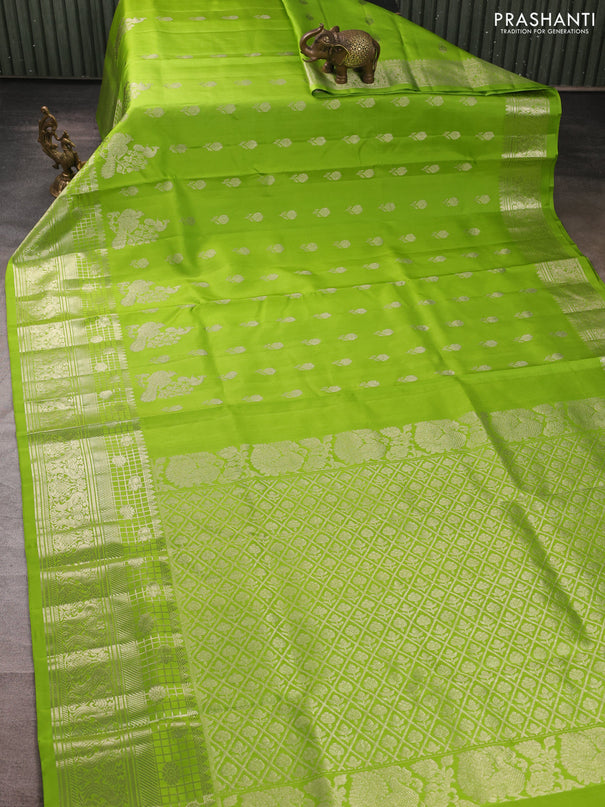 Venkatagiri silk saree light green with allover zari woven buttas and long zari woven border