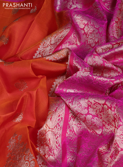 Venkatagiri silk saree orange and pink with allover annam zari woven buttas and long zari woven border