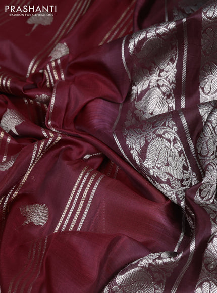 Venkatagiri silk saree maroon and coffee brown with allover zari weaves & buttas and long zari woven border