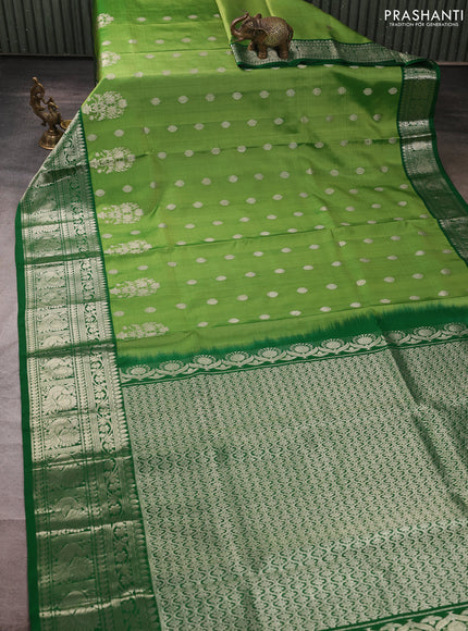 Venkatagiri silk saree light green and green with zari woven buttas and long zari woven border