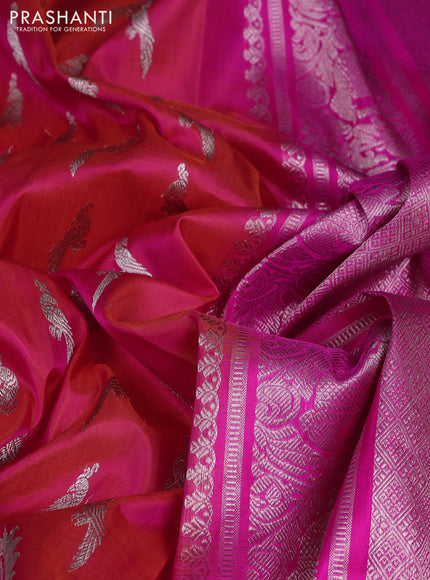 Venkatagiri silk saree dual shade of pinkish orange and pink with allover zari woven buttas and long zari woven border