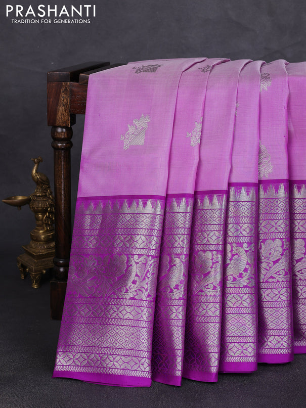 Venkatagiri silk saree lavender and purple with zari woven buttas and long zari woven border