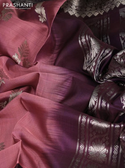 Venkatagiri silk saree mauve pink and coffee brown with zari woven buttas and long zari woven border