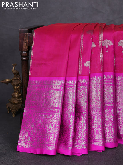 Venkatagiri silk saree dual shade of pinkish orange and pink with allover zari weaves & buttas and long zari woven border