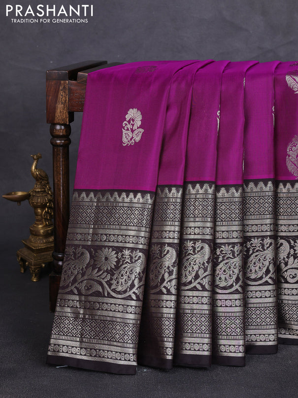 Venkatagiri silk saree pink and black with allover zari weaves & buttas and long zari woven border