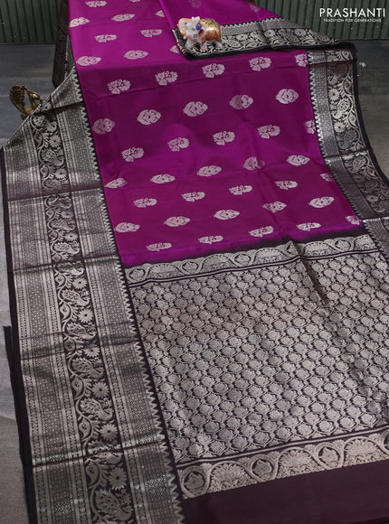 Venkatagiri silk saree pink and black with allover zari weaves & buttas and long zari woven border