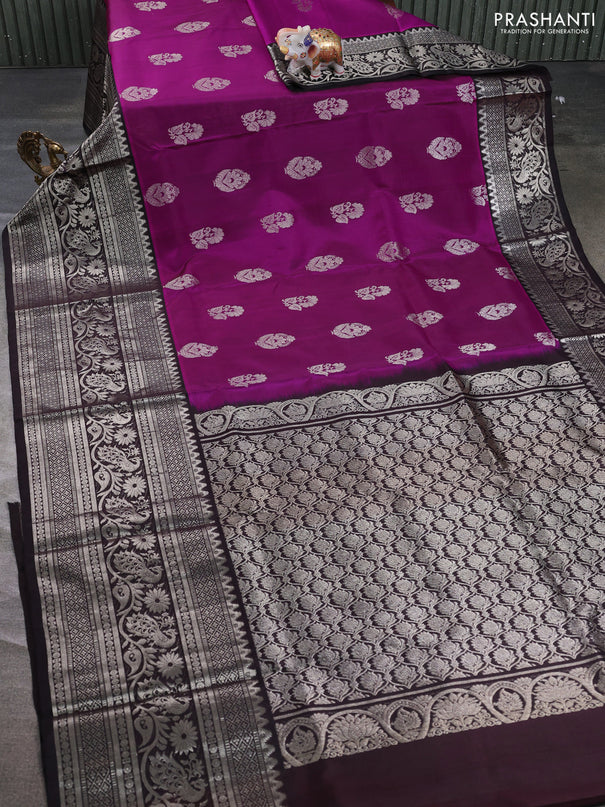Venkatagiri silk saree pink and black with allover zari weaves & buttas and long zari woven border