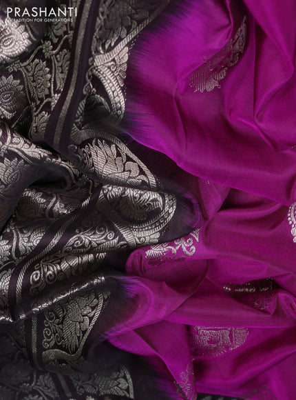 Venkatagiri silk saree pink and black with allover zari weaves & buttas and long zari woven border