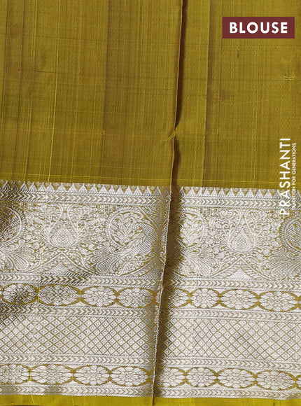Venkatagiri silk saree coffee brown and mustard green with allover zari weaves & buttas and long zari woven border