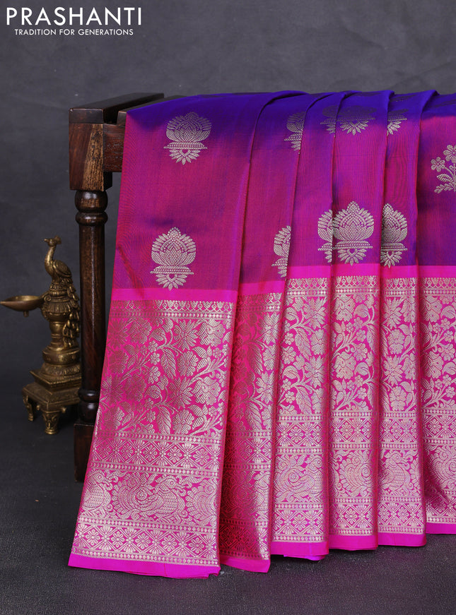 Venkatagiri silk saree purple and pink with allover zari weaves & buttas and long zari woven border