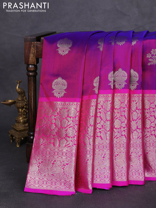 Venkatagiri silk saree purple and pink with allover zari weaves & buttas and long zari woven border
