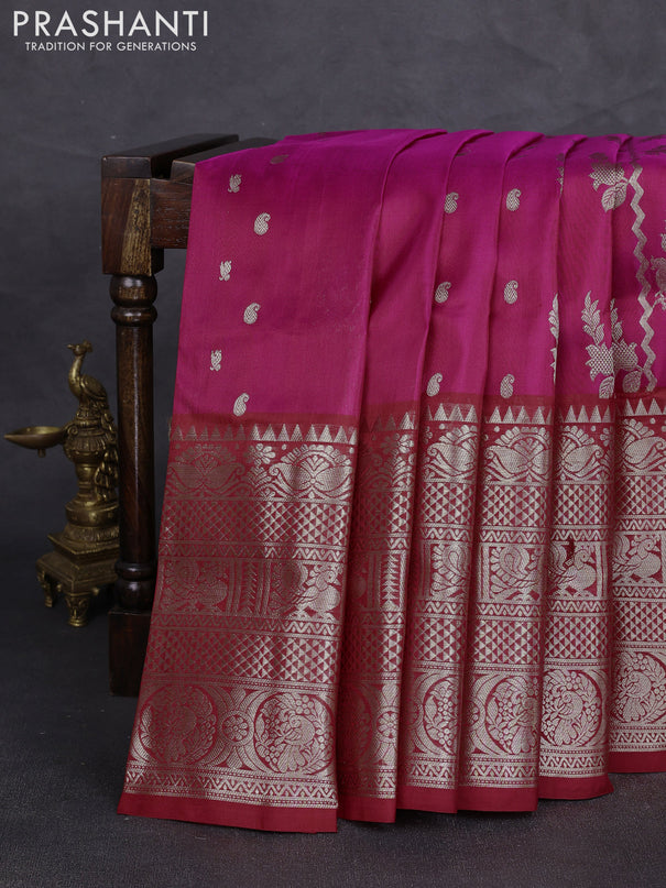 Venkatagiri silk saree pink and red with allover zari weaves & buttas and long zari woven border