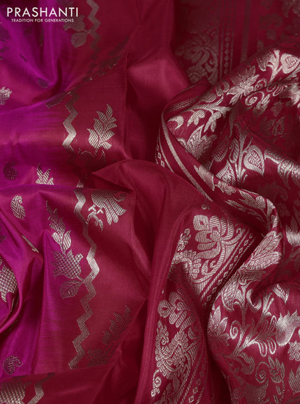 Venkatagiri silk saree pink and red with allover zari weaves & buttas and long zari woven border