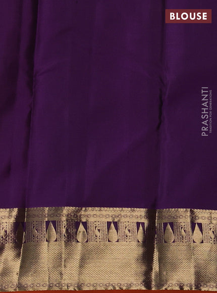 Pure kanchipuram silk saree purple and orange with allover zari woven 1000 buttas and rich zari woven border