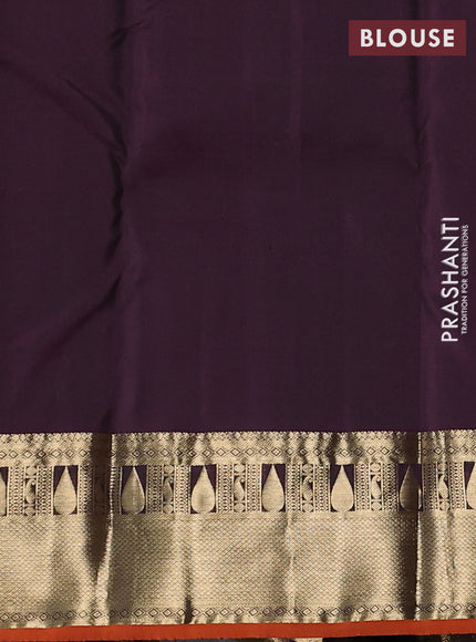 Pure kanchipuram silk saree coffee brown and orange with allover zari woven 1000 buttas and rich zari woven border