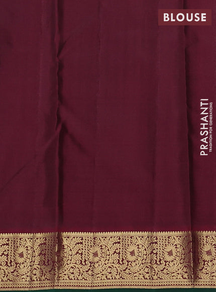 Pure kanchipuram silk saree grey and green with allover zari woven 1000 buttas and zari woven border