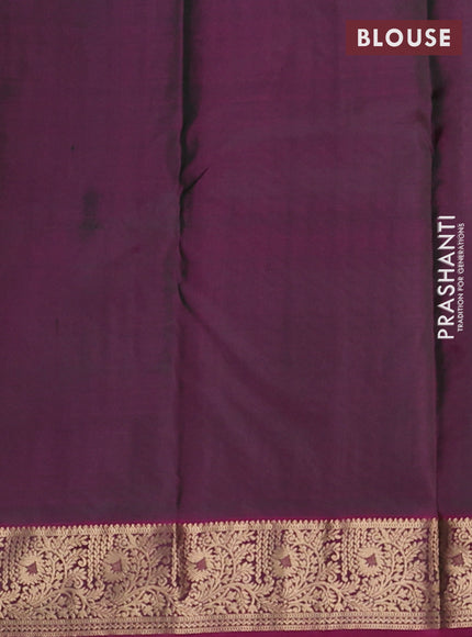Pure kanchipuram silk saree bottle green and magenta pink with allover zari woven 1000 buttas and zari woven border