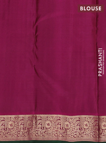 Pure kanchipuram silk saree coffee brown and green with allover zari woven 1000 buttas and zari woven border