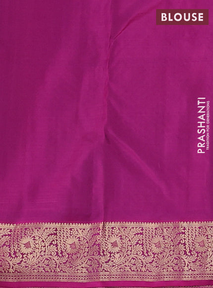 Pure kanchipuram silk saree purple and magenta pink with allover zari woven 1000 buttas and zari woven border