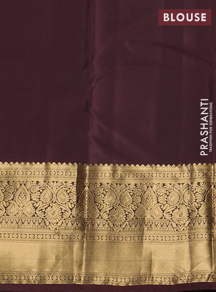 Pure kanchipuram silk saree coffee brown with allover stripe zari woven 1000 buttas and long zari woven border