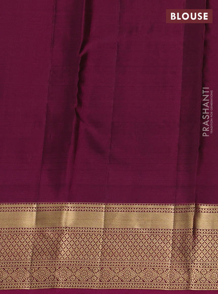 Pure kanchipuram silk saree bottle green and magenta pink with allover zari weaves & 1000 buttas and zari woven border