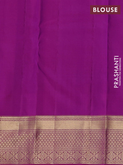 Pure kanchipuram silk saree dual shade of purple and pink with allover zari weaves & 1000 buttas and zari woven border
