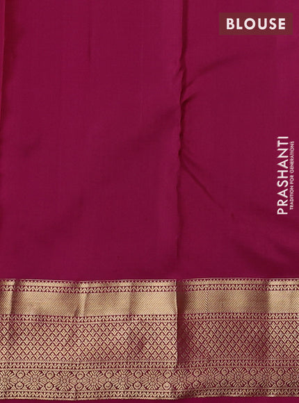 Pure kanchipuram silk saree rust shade and magenta pink with allover zari weaves & 1000 buttas and zari woven border