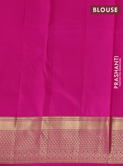 Pure kanchipuram silk saree dual shade of pinkish orange and pink with allover zari weaves & 1000 buttas and zari woven border
