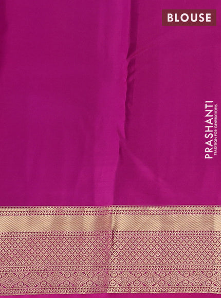 Pure kanchipuram silk saree purple and magenta pink with allover zari weaves & 1000 buttas and zari woven border