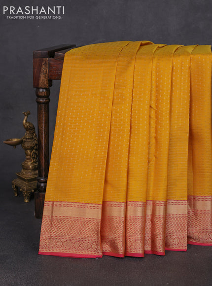 Pure kanchipuram silk saree yellow and pink with allover zari weaves & 1000 buttas and zari woven border