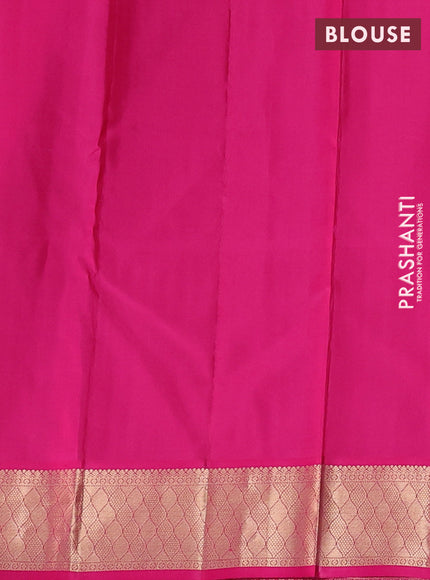 Pure kanchipuram silk saree teal green and pink with allover zari woven 1000 buttas and zari woven border