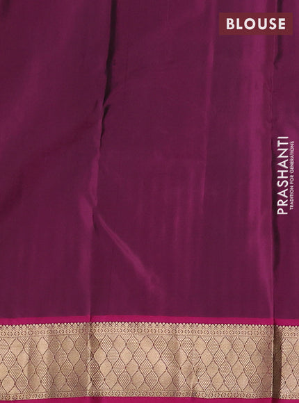 Pure kanchipuram silk saree bottle green and magenta pink with allover zari woven 1000 buttas and zari woven border