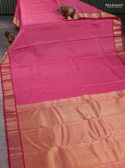 Pure kanchipuram silk saree peach pink and pink with allover zari woven 1000 buttas and zari woven border
