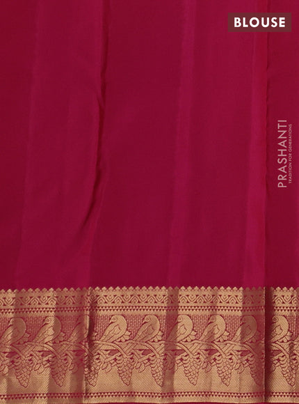 Pure kanchipuram silk saree wine shade and magenta pink with allover zari woven 1000 buttas and zari woven border