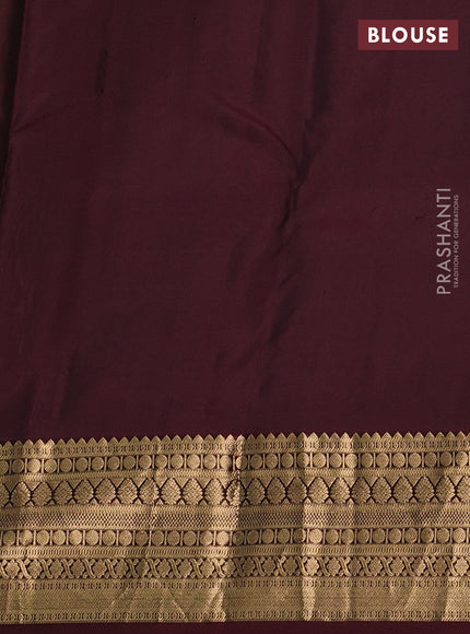 Pure kanchipuram silk saree mehendi green and coffee brown with allover zari woven 1000 buttas and zari woven border