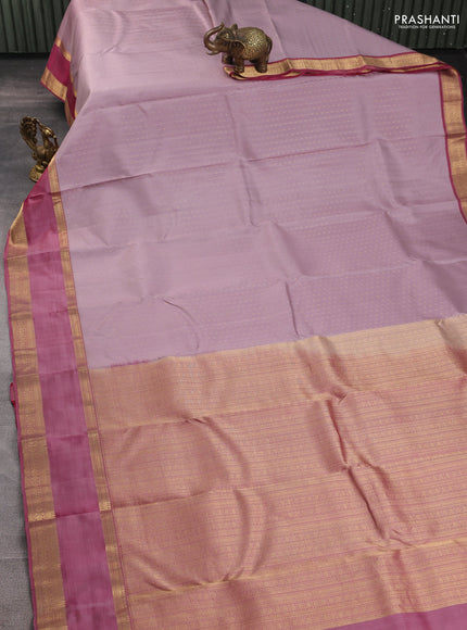 Pure kanchipuram silk saree rosy brown and magenta pink with allover zari woven 1000 buttas and rettapet zari woven border