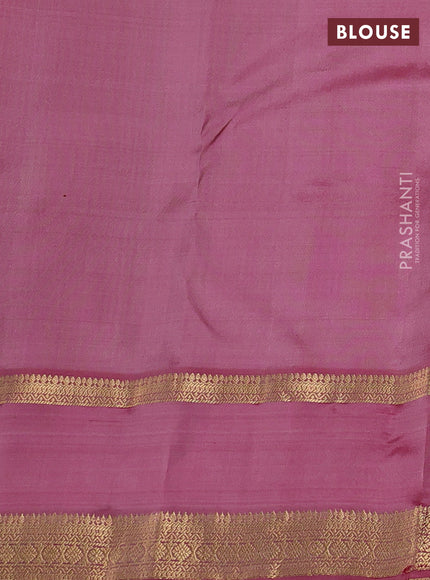 Pure kanchipuram silk saree rosy brown and magenta pink with allover zari woven 1000 buttas and rettapet zari woven border