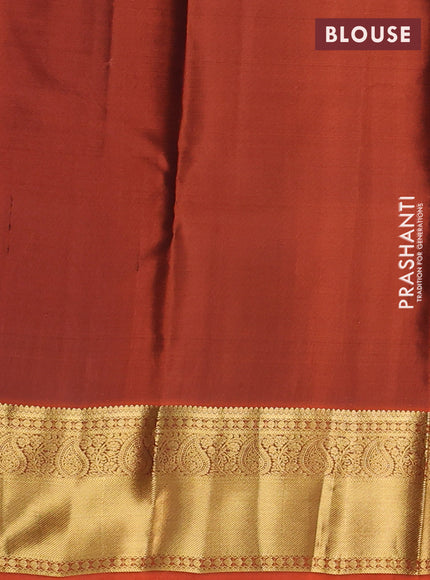 Pure kanchipuram silk saree violet and orange with allover zari woven 1000 buttas and rich zari woven border