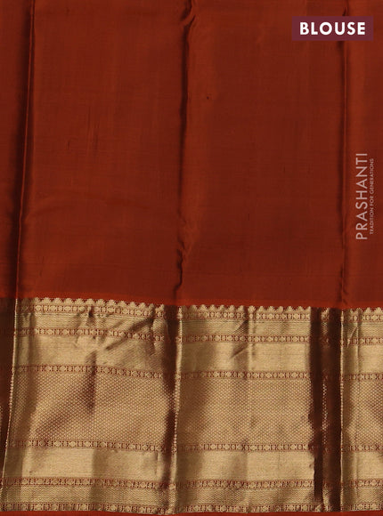 Pure kanchipuram silk saree coffee brown and orange with allover zari woven 1000 buttas and long zari woven buttas