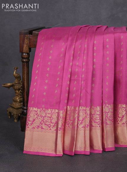 Pure kanchipuram silk saree mauve pink with allover zari woven 1000 buttas and long zari woven border