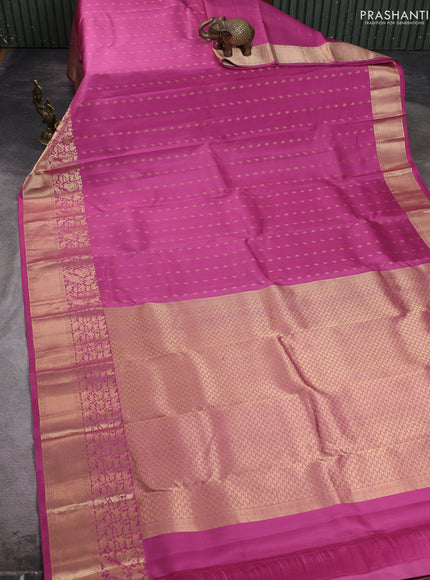 Pure kanchipuram silk saree mauve pink with allover zari woven 1000 buttas and long zari woven border