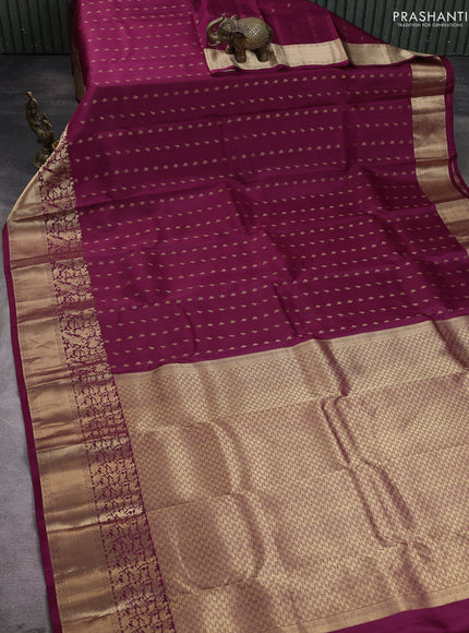 Pure kanchipuram silk saree wine shade with allover zari woven 1000 buttas and long zari woven border