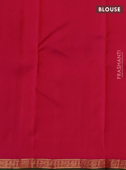 Pure kanchipuram silk saree orange and pink with allover stripe & zari woven 1000 buttas and small zari woven border