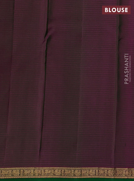 Pure kanchipuram silk saree bottle green and pink with allover stripe & zari woven 1000 buttas and small zari woven border