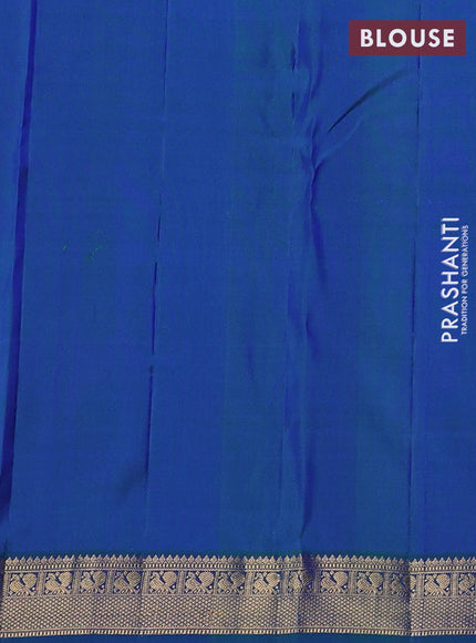 Pure kanchipuram silk saree royal blue and green with allover zari woven 1000 buttas and small zari woven border