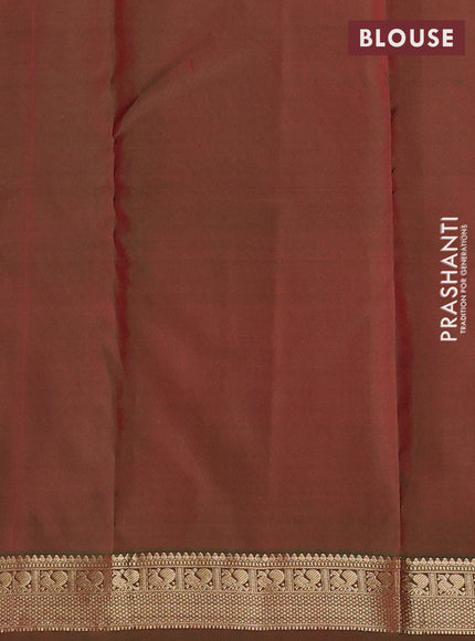 Pure kanchipuram silk saree red and green with allover zari woven 1000 buttas and small zari woven border
